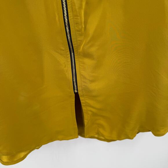 Amanda Uprichard Blouse Large NWT Mustard 100% Silk Zip Sleeveless Chartreuse - Picture 7 of 9